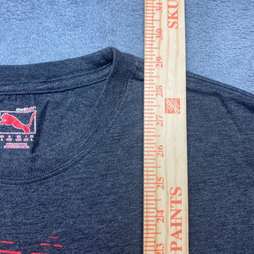 Puma Tshirt Mens Large Sport Lifestyle Graphic Gray Red Leaping Cat Logo Casual - Picture 5 of 5